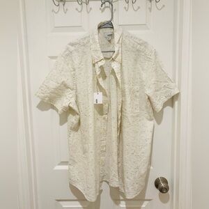 NWT Sonoma size XXL Short Sleeve  Ivory and Black Patterned Shirt